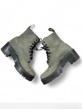 Dr. Martens Olive Green Shriver suede Lace-Up Lug Sole Boots